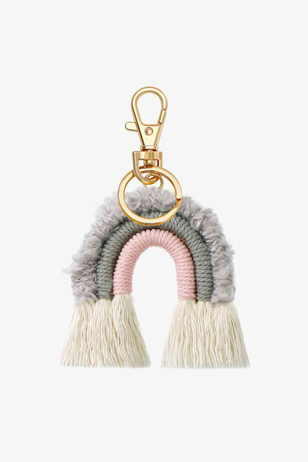 Fringe Trim Rainbow Key Chain Mid Gray One Size