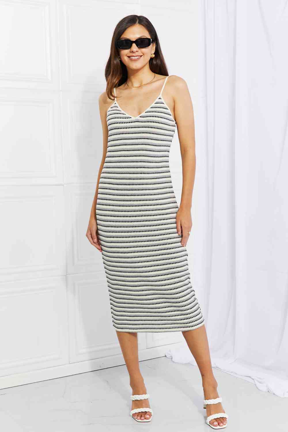 HYFVE One to Remember Striped Sleeveless Midi Dress Multicolor