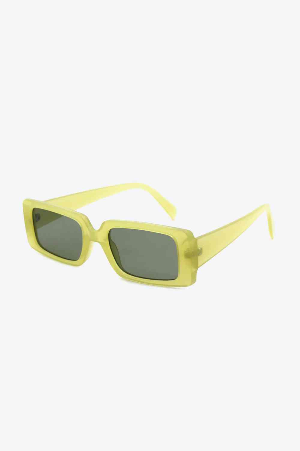 UV400 Polycarbonate Rectangle Sunglasses Yellow Green One Size