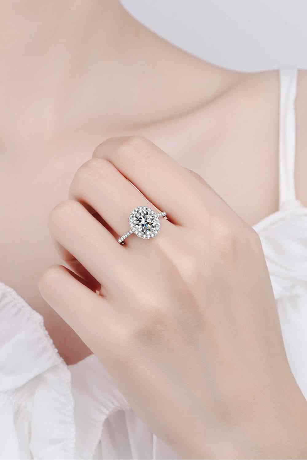 2 Carat Moissanite 925 Sterling Silver Halo Ring Silver