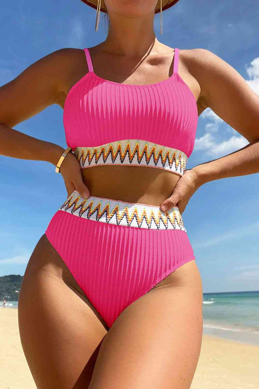 Chevron Bikini Set Hot Pink