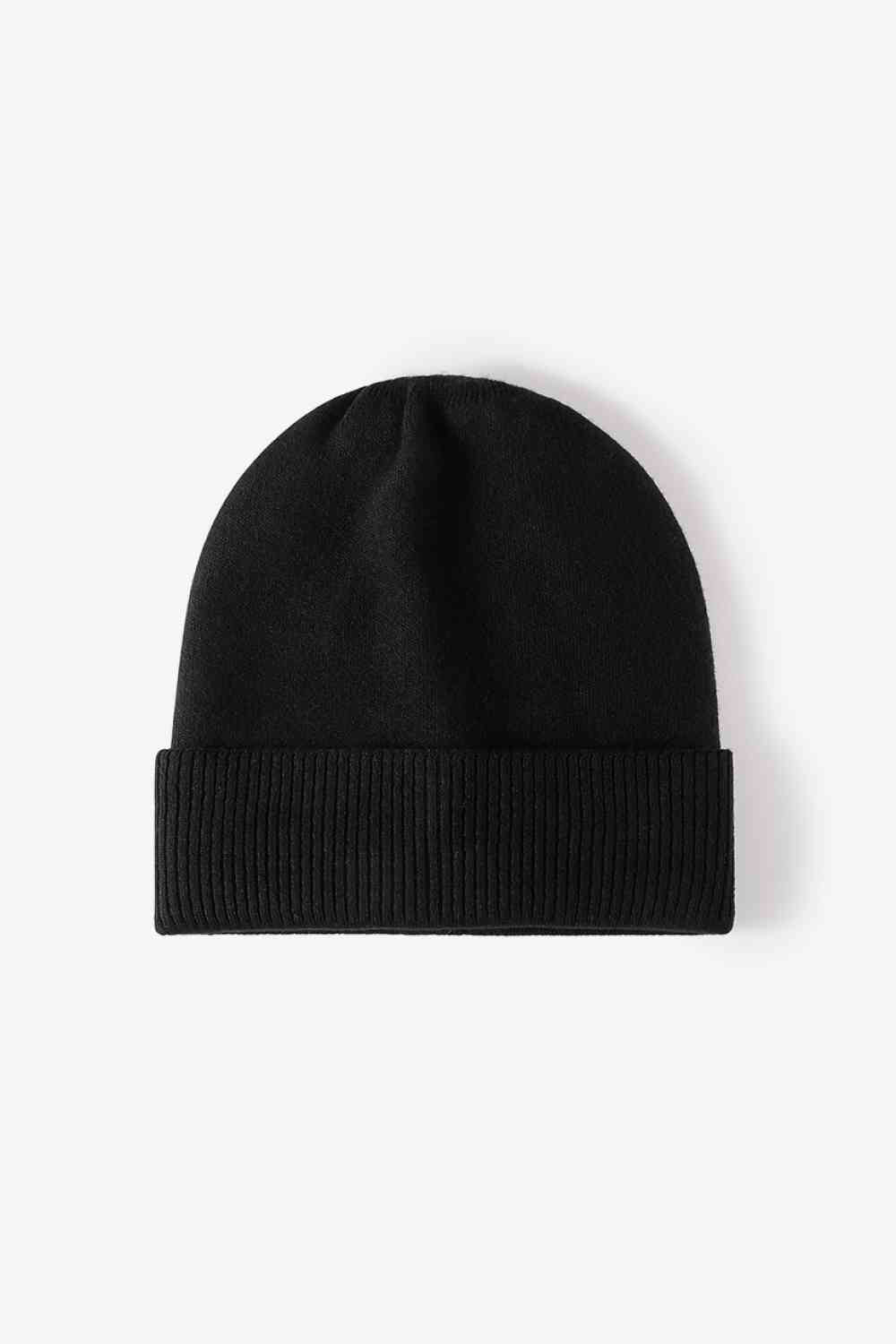 Cuff Knitted Beanie Black One Size