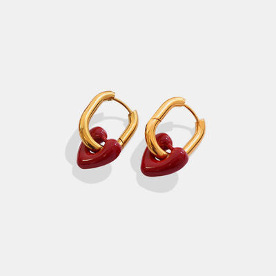 Heart Titanium Steel Earrings Gold One Size