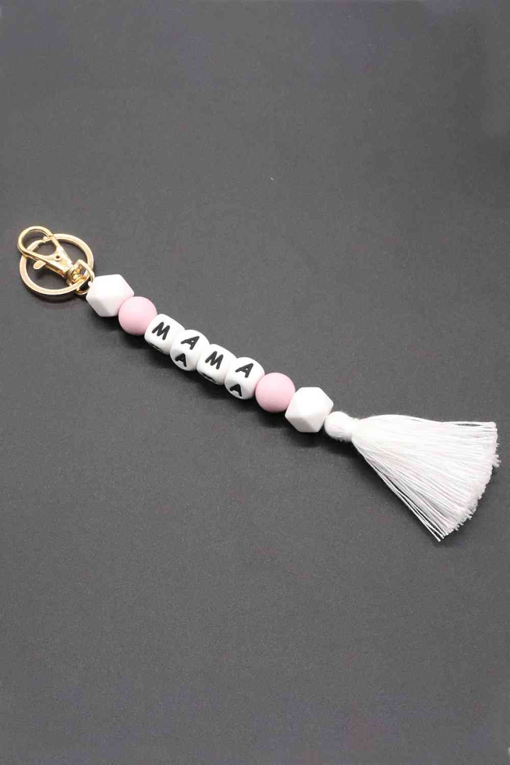 Assorted 2-Pack Mama Beaded Tassel Keychain Pink/MAMA Printed One Size