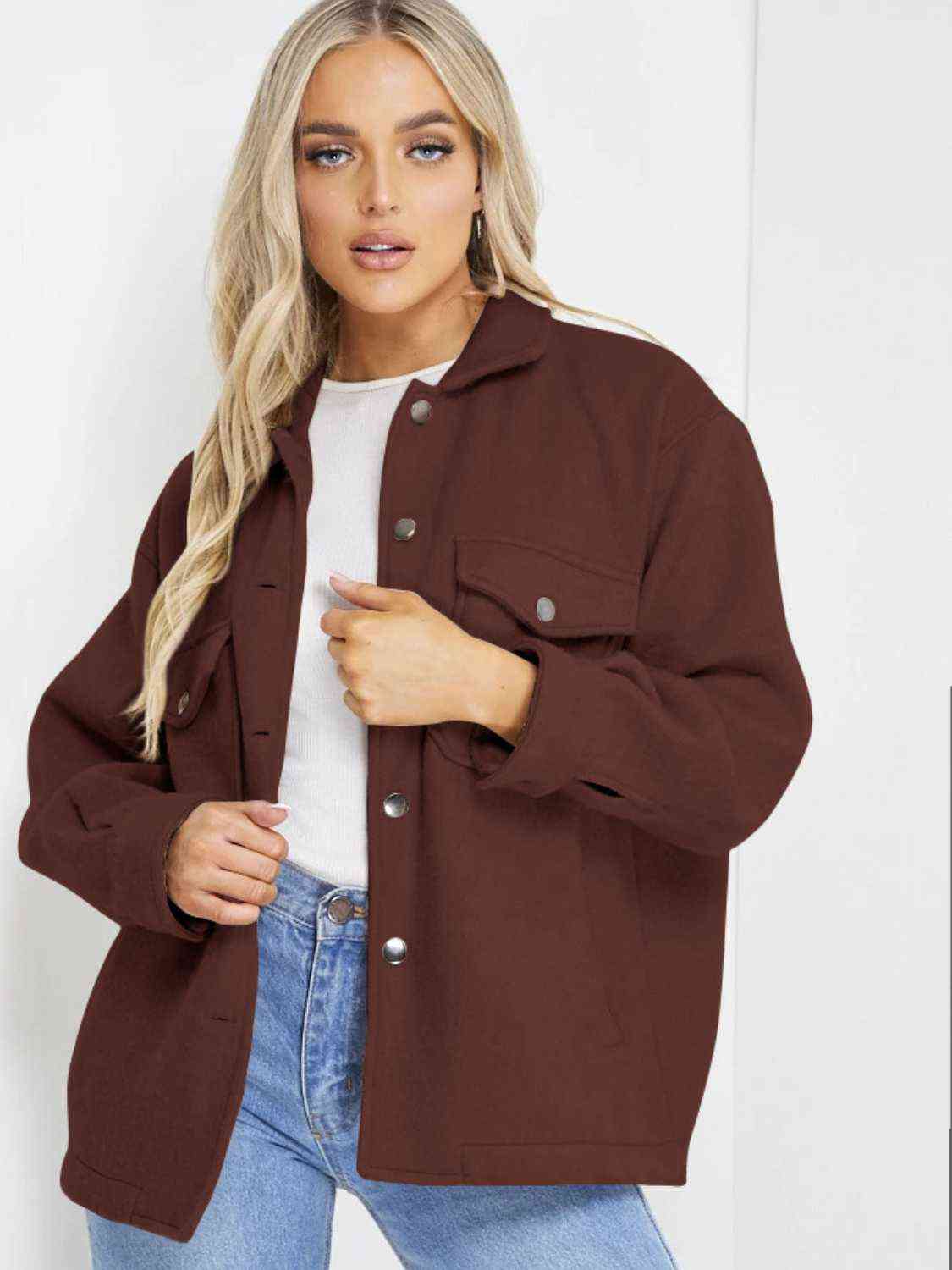 Button Down Denim Jacket Chestnut