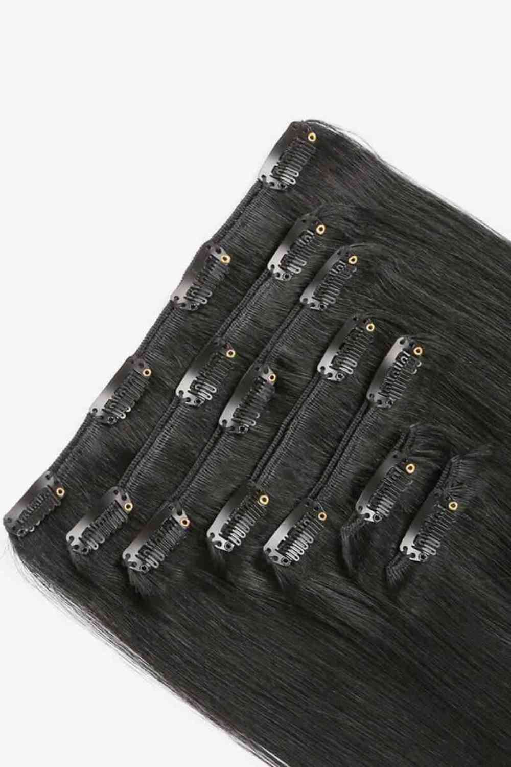 18" 120g Clip-In Hair Extensions Indian Human Hair Black One Size