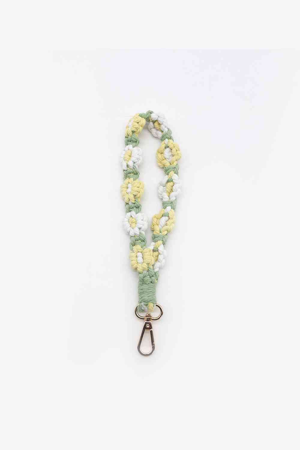 Assorted 4-Piece Macrame Flower Keychain Yellow/Green One Size