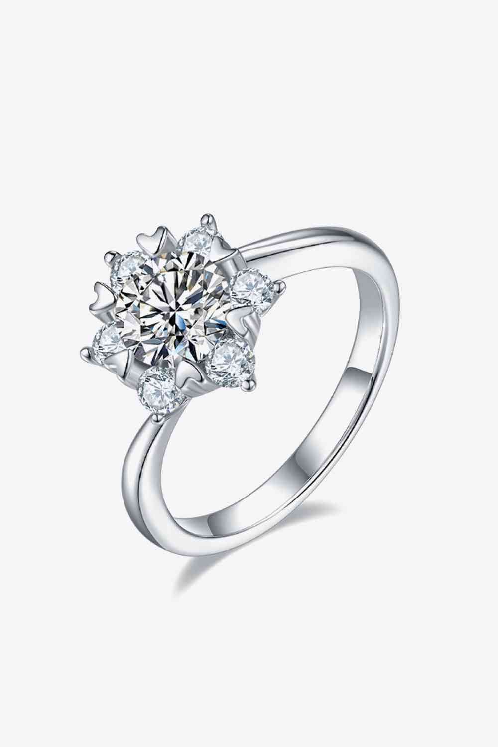 Adored 1 Carat Moissanite 925 Sterling Silver Cluster Ring Silver