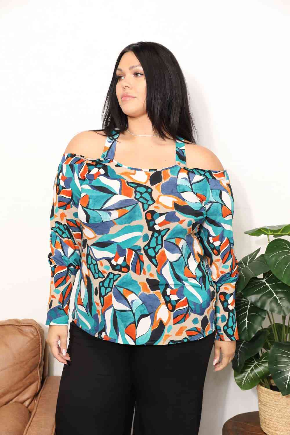 Sew In Love Full Size High Neck Off Shoulder Criss Cross Top