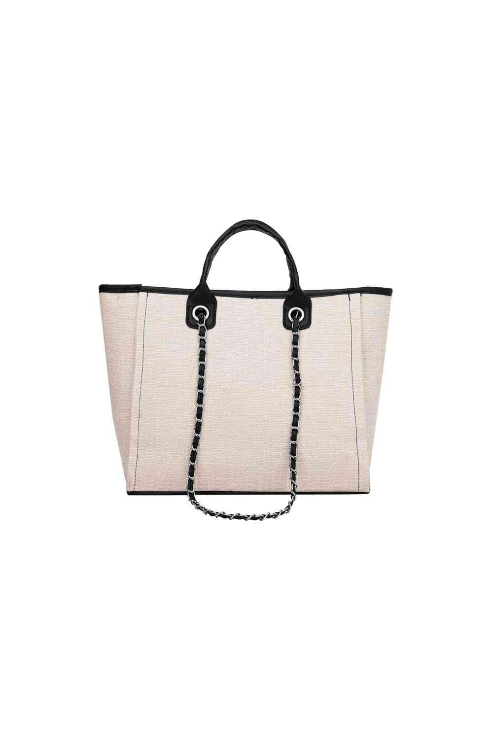 Adored Polyester Tote Bag Beige/Black One Size