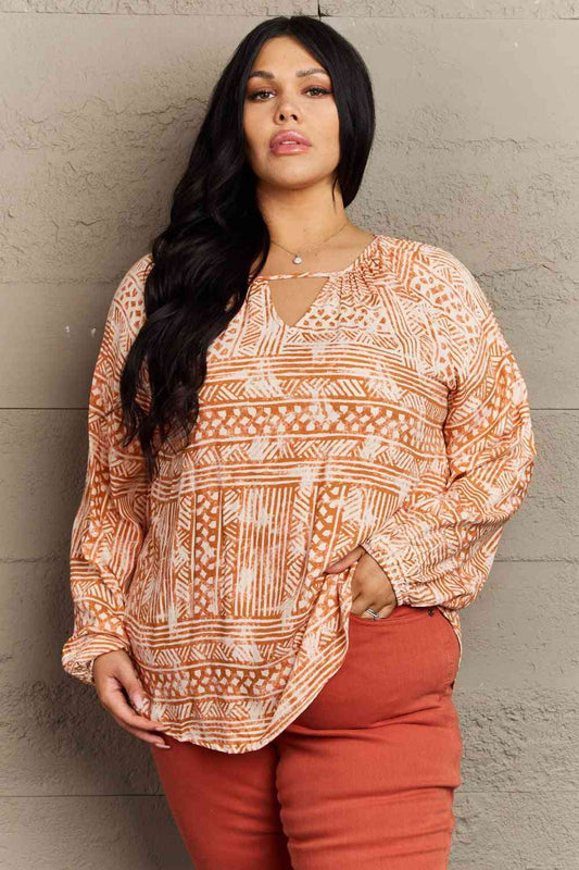 HEYSON Just For You Full Size Aztec Tunic Top Orange
