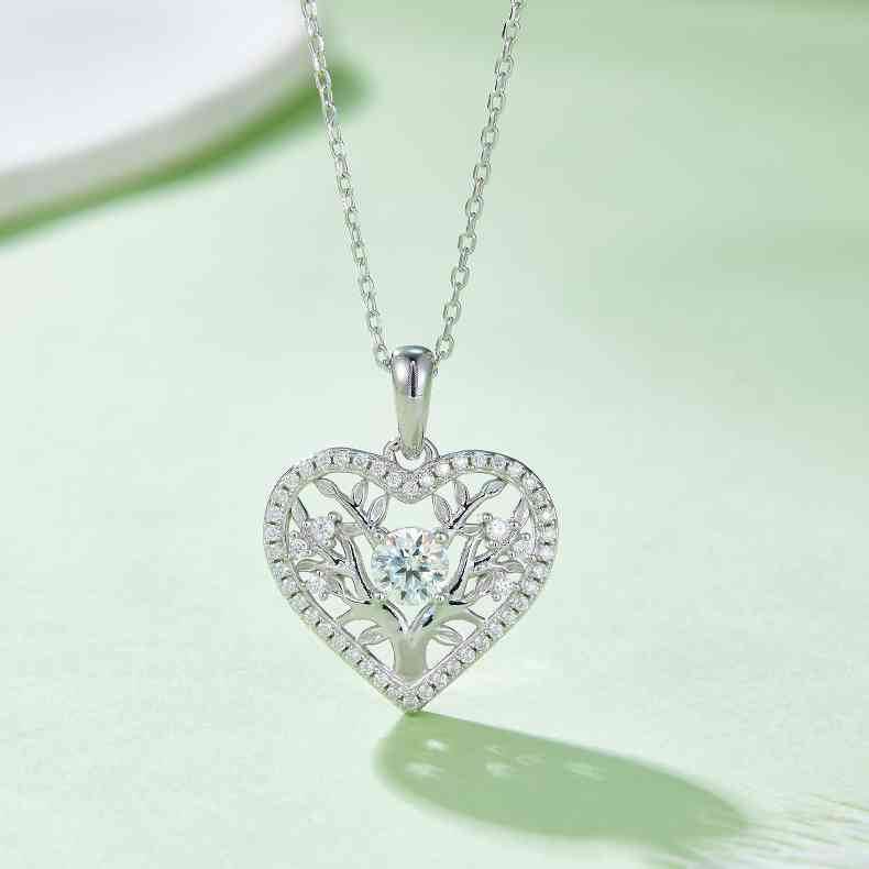 Moissanite 925 Sterling Silver Heart Shape Necklace Silver One Size