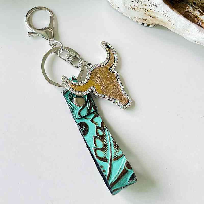 Rhinestone Bull Keychain Style C One Size