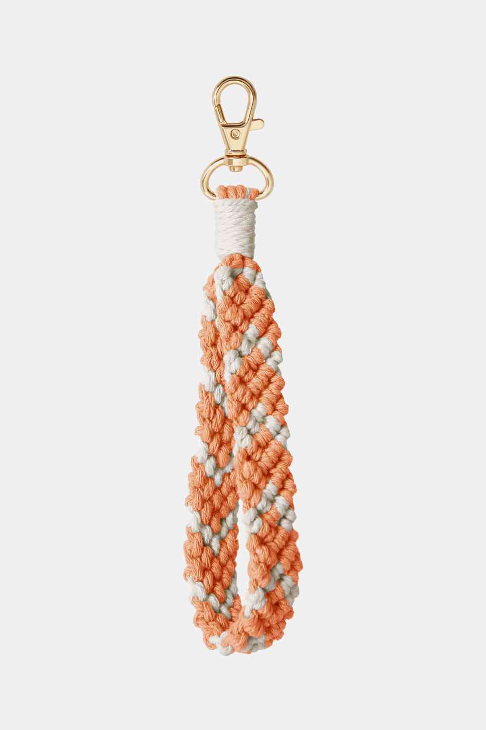 Macrame Wristlet Key Chain Tangerine One Size