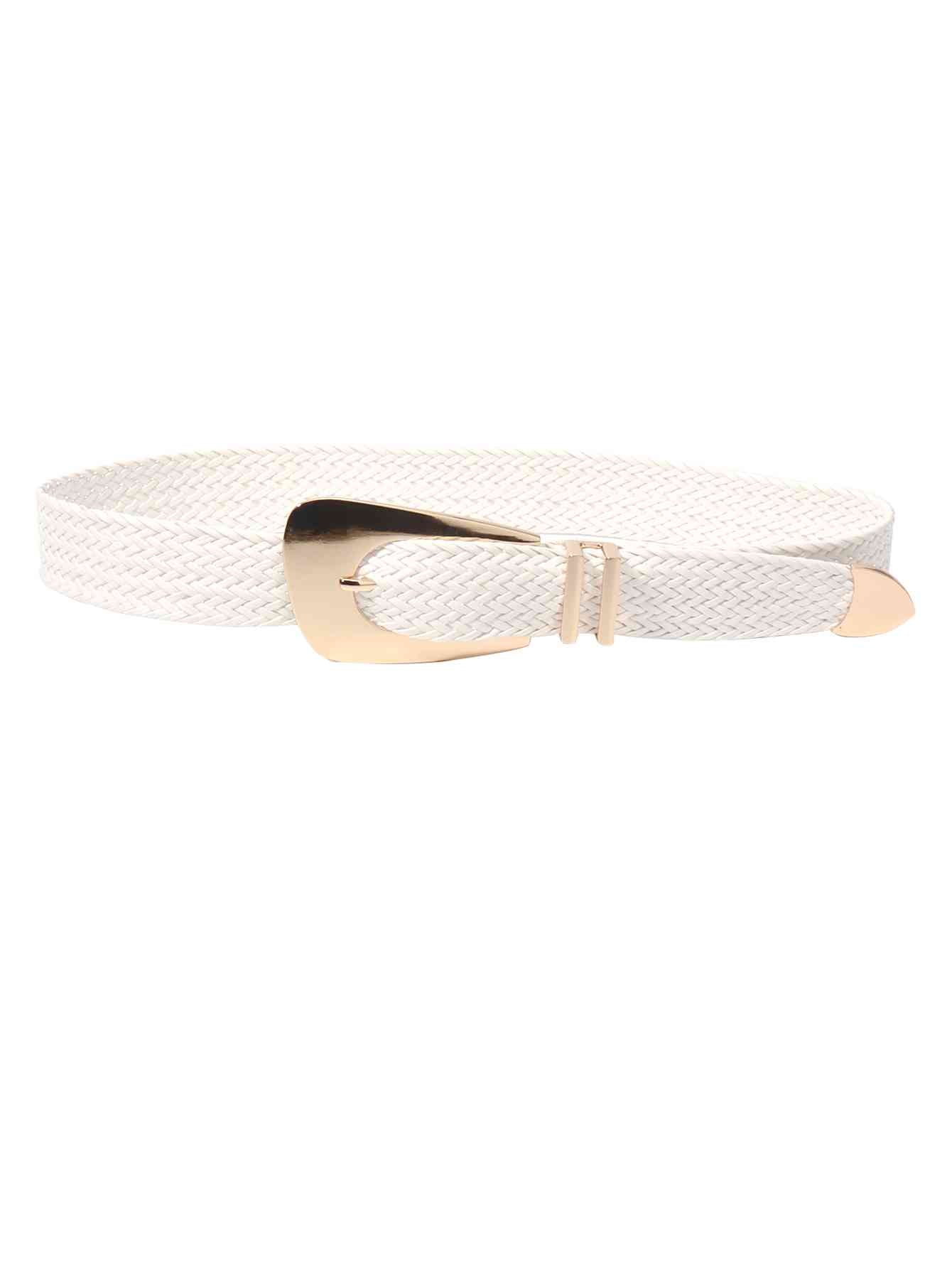 Irregular Buckle Braid Belt White One Size