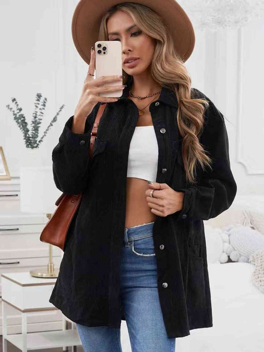 Button Down Collared Jacket Black