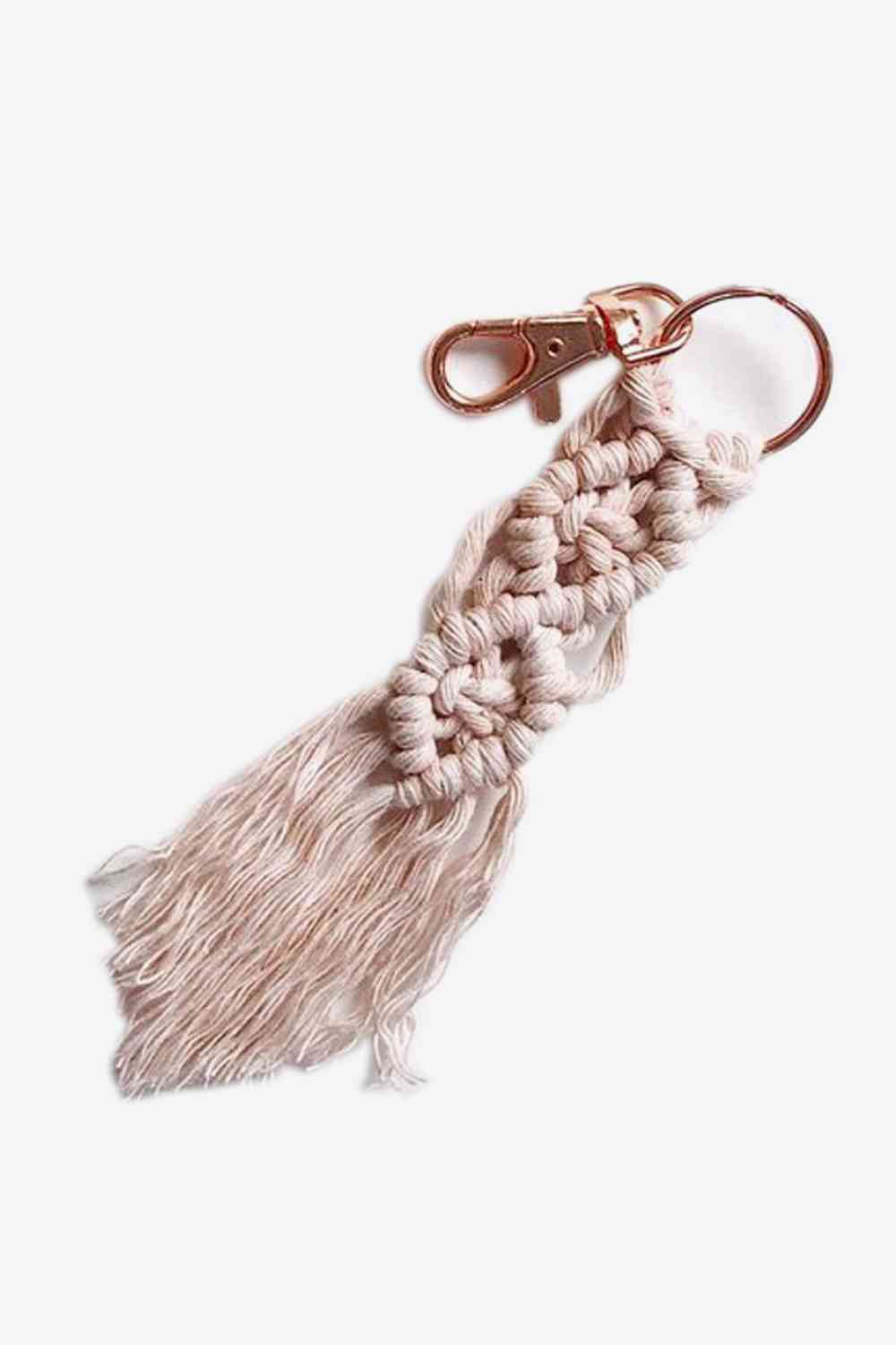 Assorted 4-Pack Macrame Fringe Keychain Light Apricot One Size