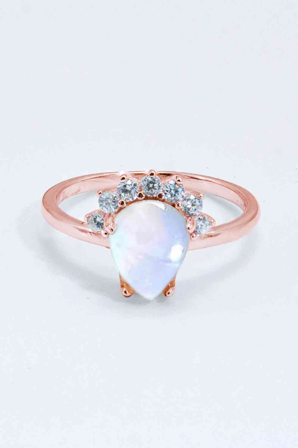 925 Sterling Silver Moonstone Ring Rose Gold