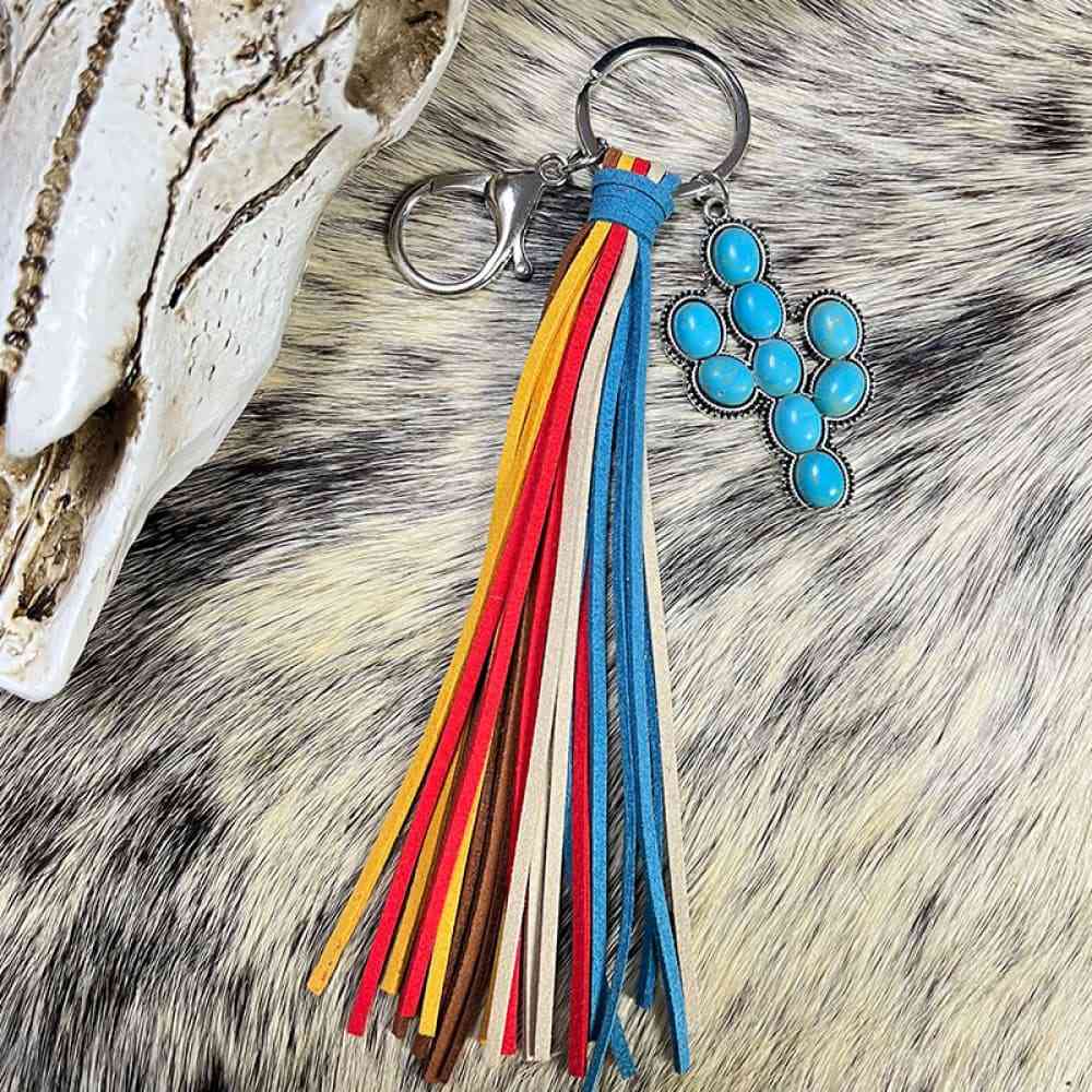 Turquoise Keychain with Tassel Style C One Size