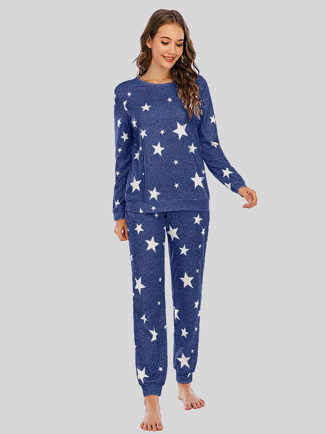Star Top and Pants Lounge Set Peacock Blue
