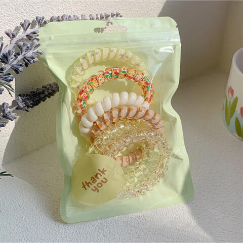 6-Piece Resin Telephone Line Hair Ropes Butter Yellow One Size