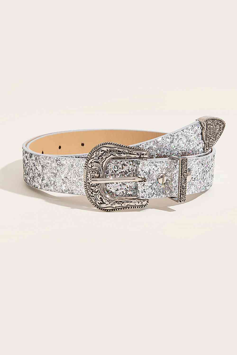 PU Leather Belt Silver