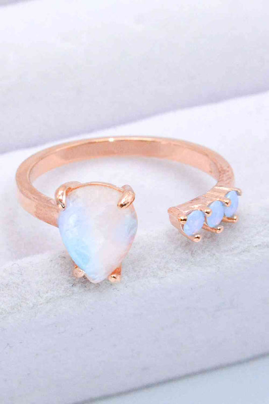 18K Rose Gold-Plated Moonstone Open Ring Rose Gold One Size