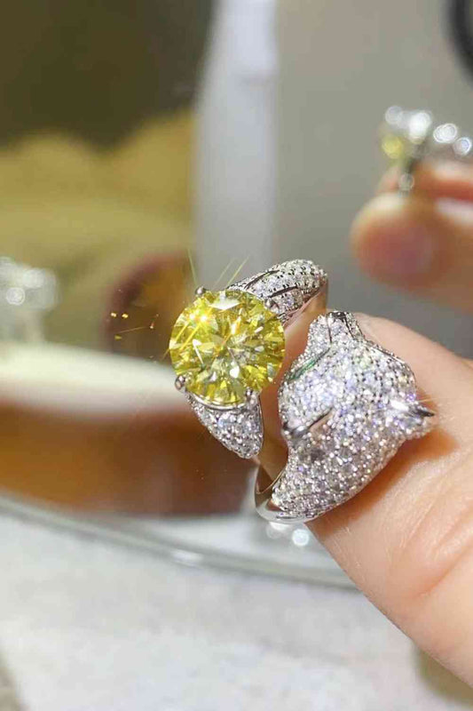 2 Carat Yellow Moissanite Animal Bypass Ring Yellow One Size