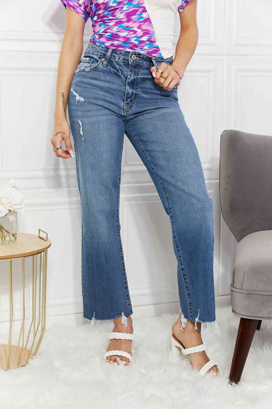 Kancan Full Size Melanie Crop Wide Leg Jeans Medium