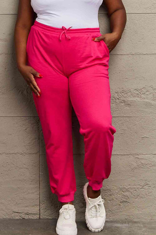 Simply Love Full Size Drawstring Sweatpants Hot Pink