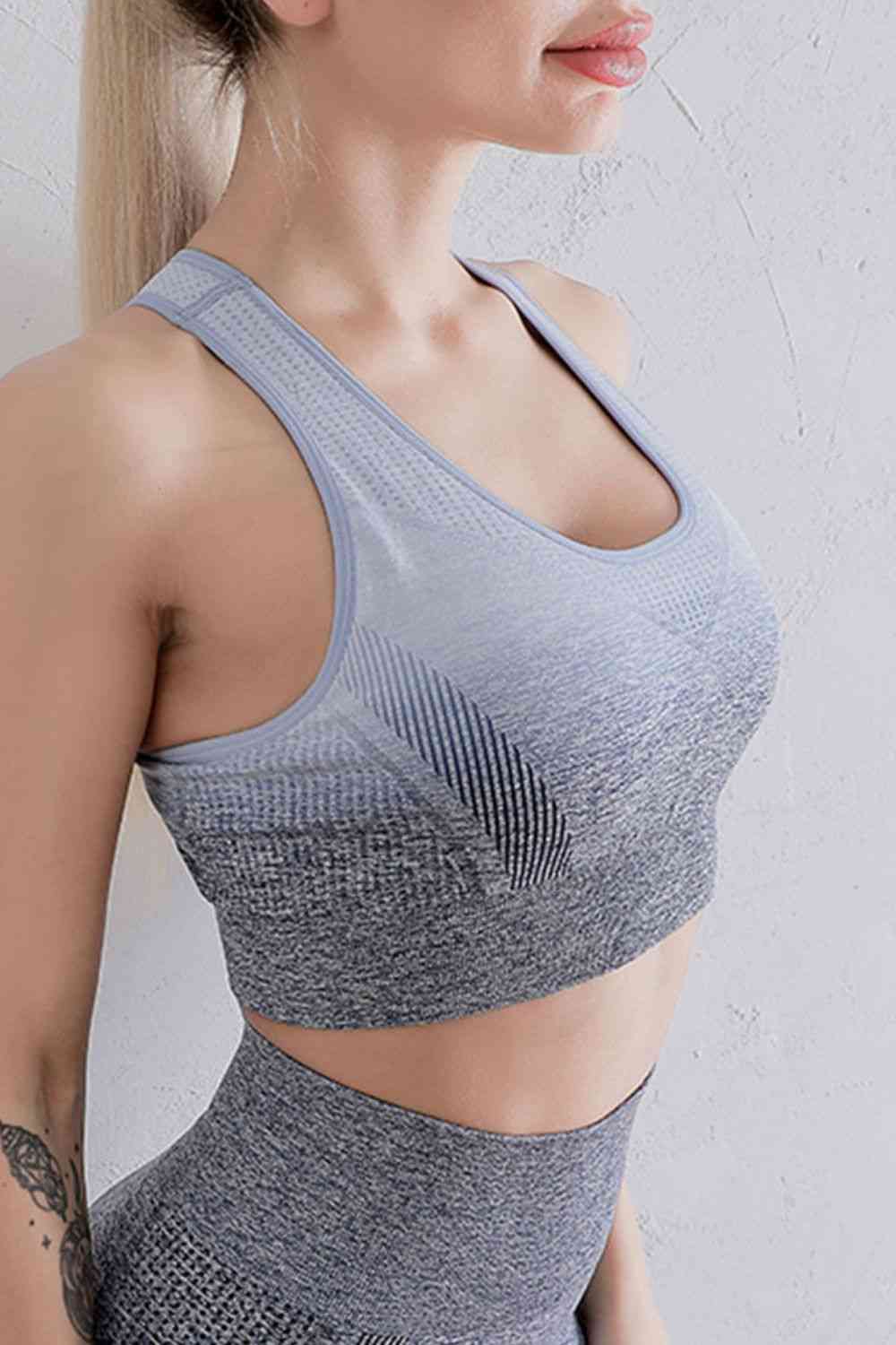 Gradient Racerback Sports Bra Grey/Blue