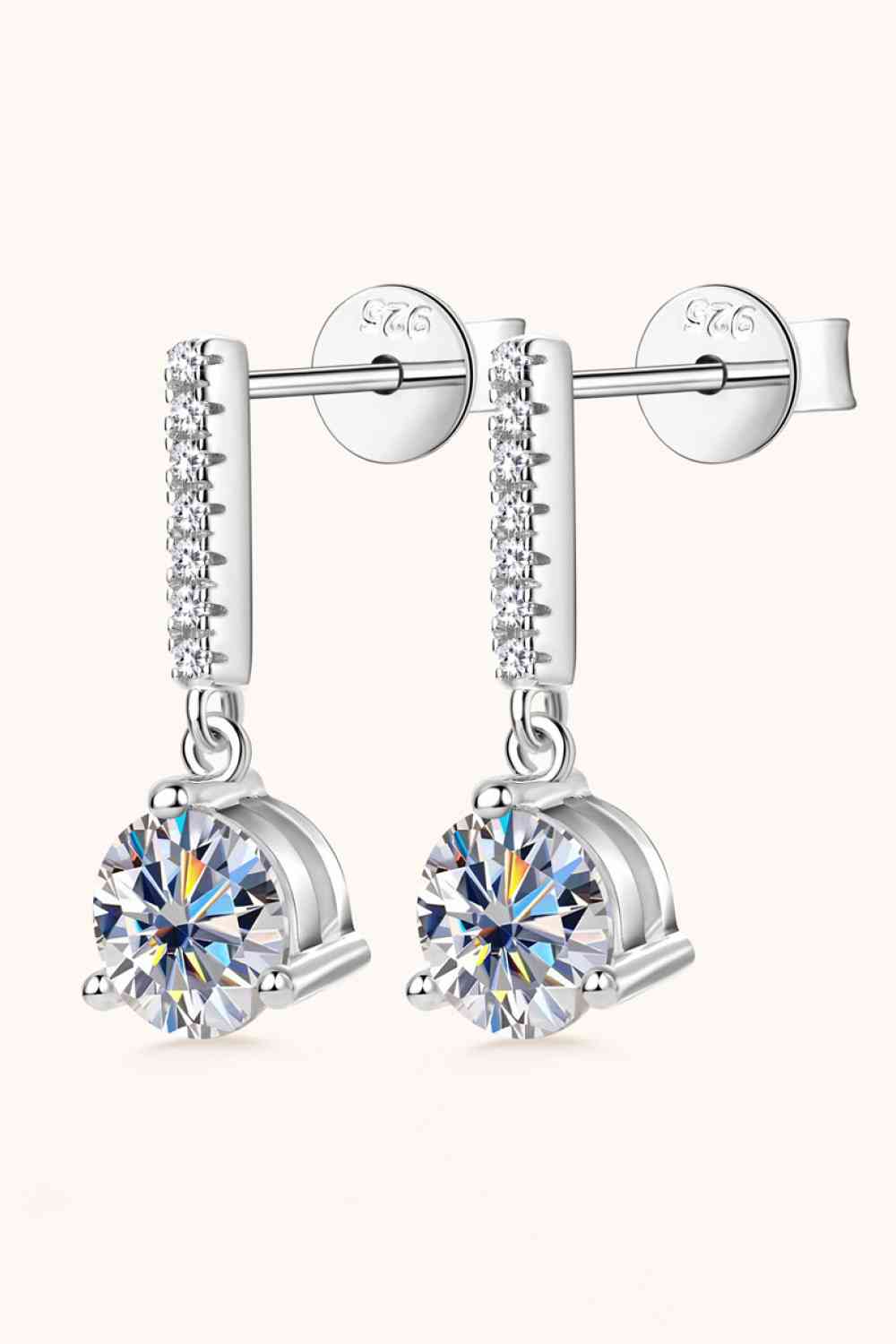 2 Carat Moissanite 925 Sterling Silver Drop Earrings Silver One Size