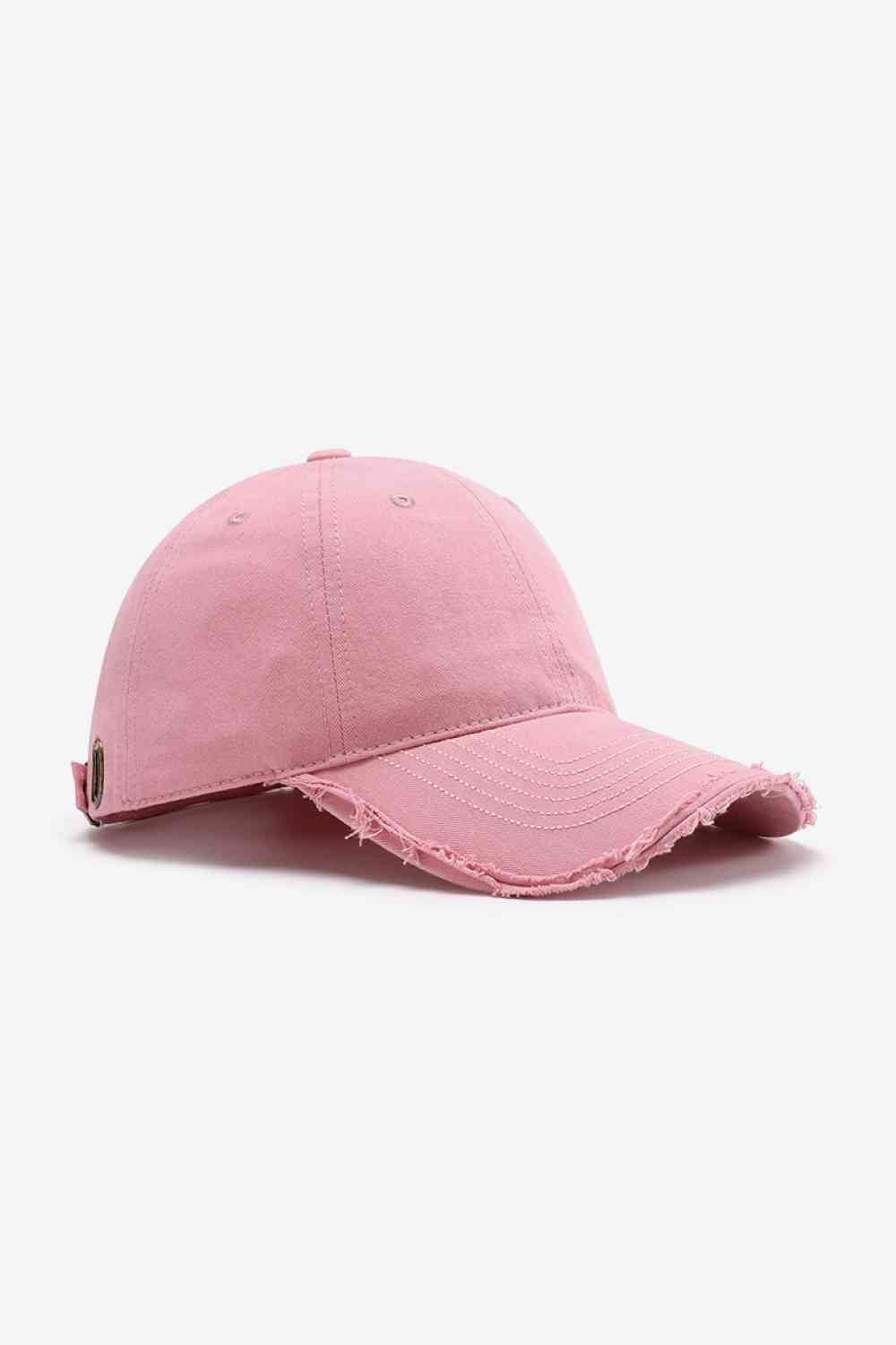 Distressed Adjustable Baseball Cap Blush Pink One Size