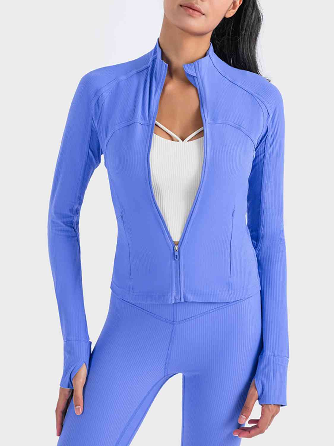Zip-Up Long Sleeve Sports Jacket Cobalt Blue