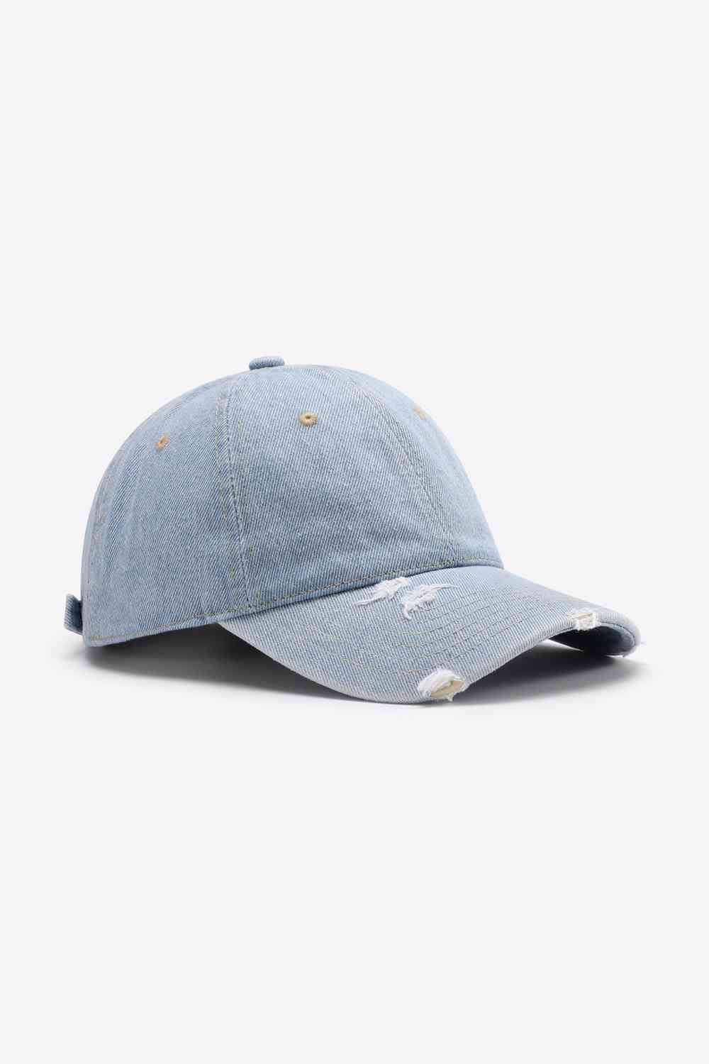 Distressed Adjustable Baseball Cap Pastel Blue One Size