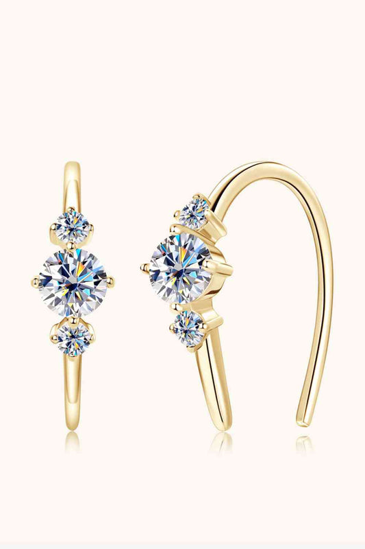 Moissanite 925 Sterling Silver Earrings Gold One Size