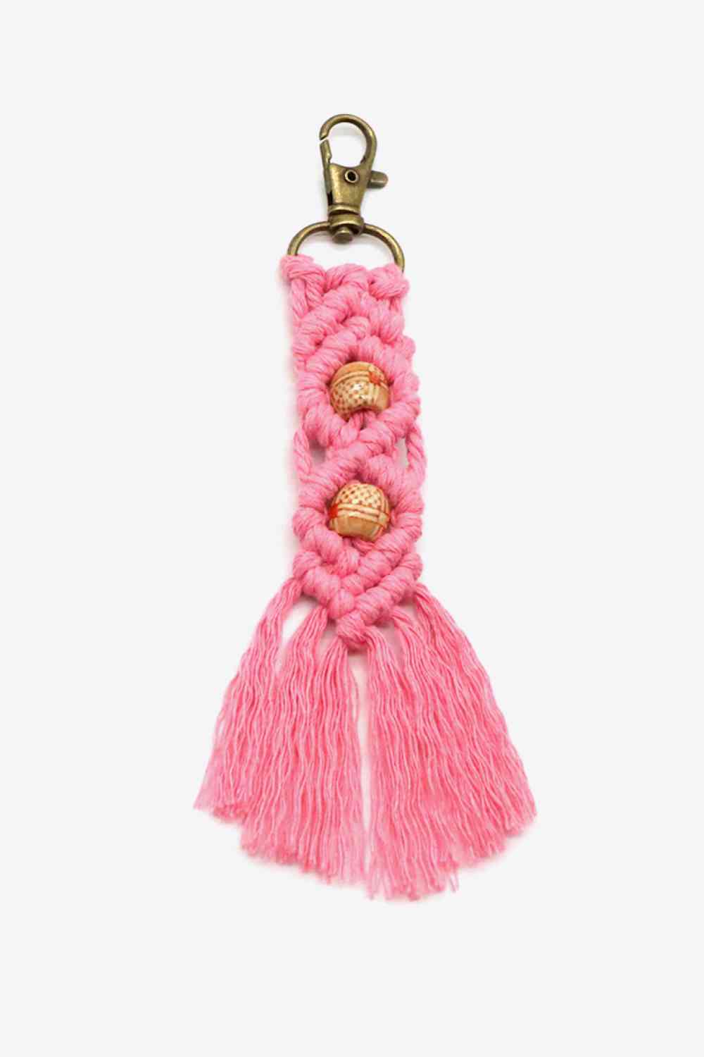 Assorted 4-Pack Handmade Macrame Fringe Keychain Rouge Pink One Size