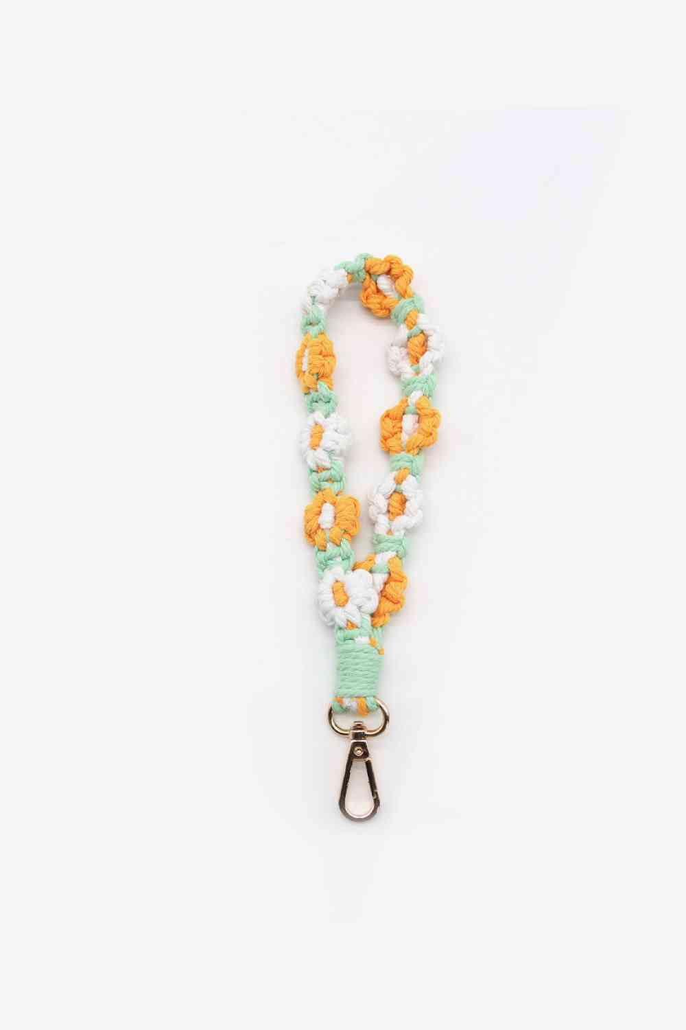 Assorted 4-Piece Macrame Flower Keychain Orange/Green One Size