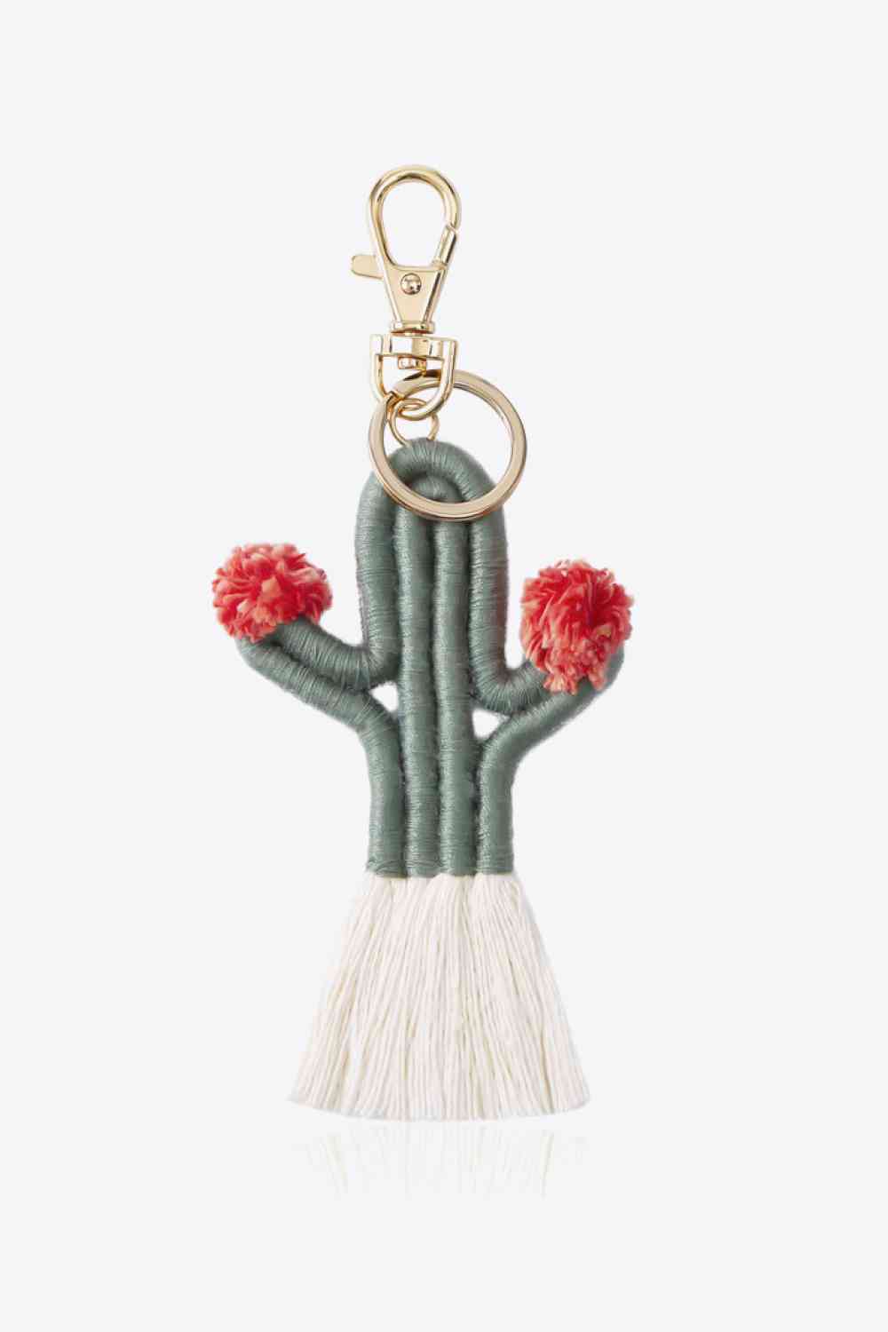 Cactus Keychain with Fringe Sage One Size