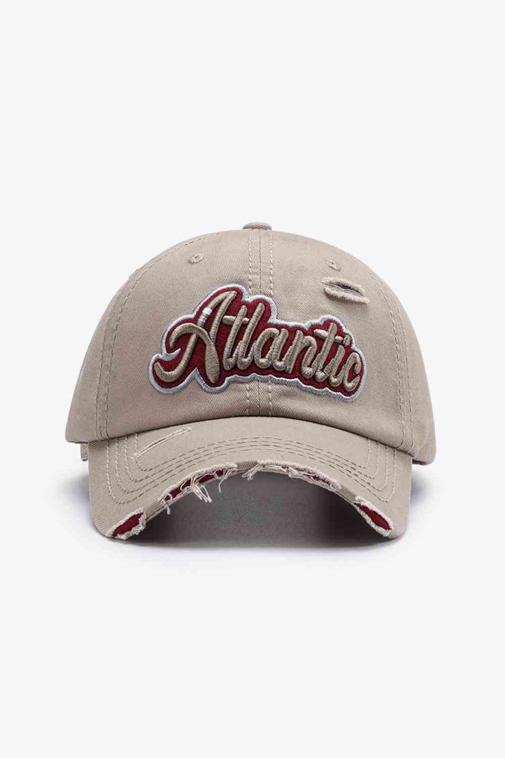 ATLANTIC Graphic Distressed Baseball Cap Khaki One Size