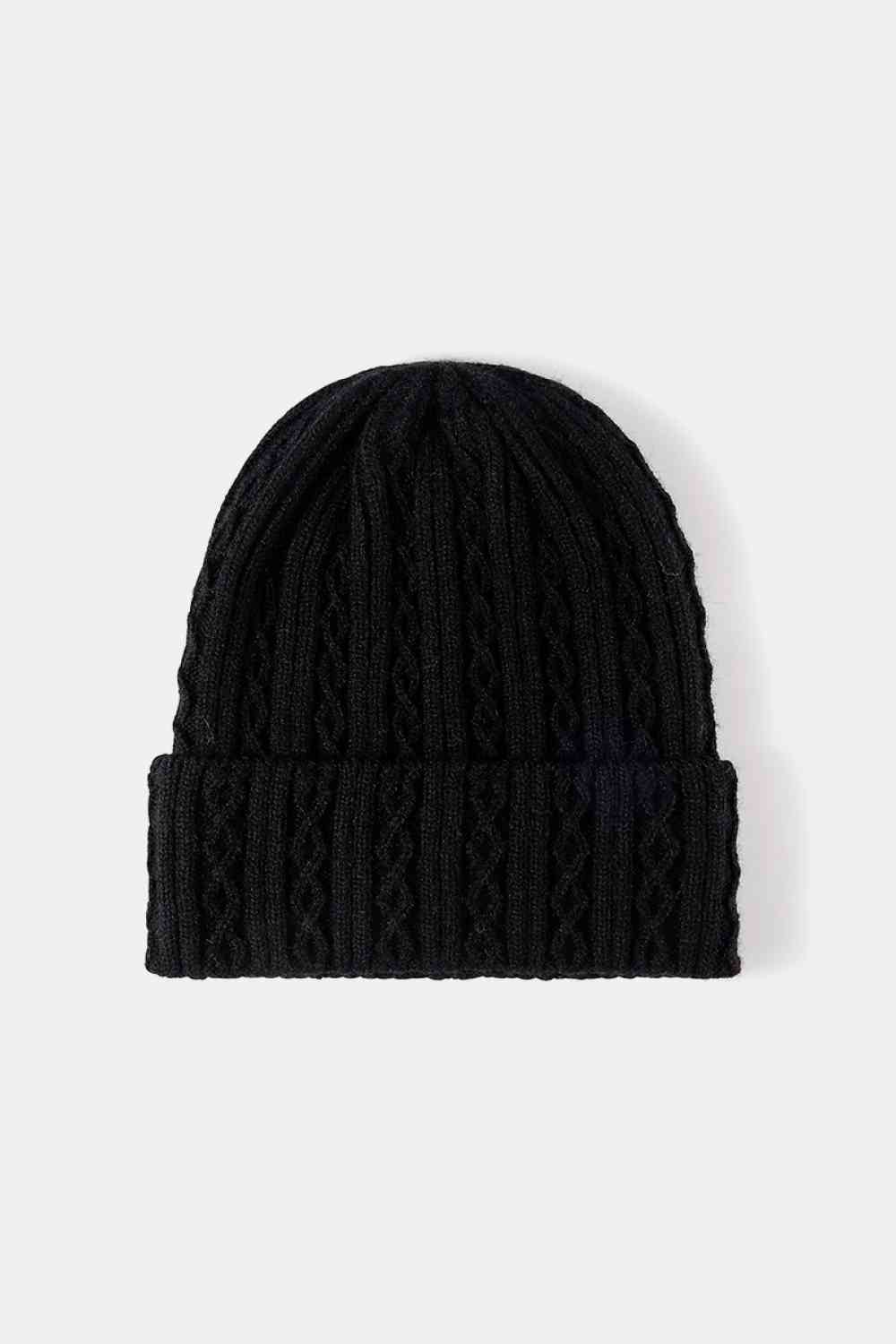 Mixed Knit Cuff Beanie Black One Size