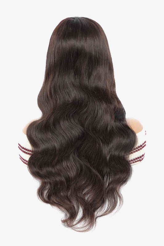 20" 13x4 Lace Front Wigs Body Wave Human Virgin Hair Natural Color 150% Density Black One Size