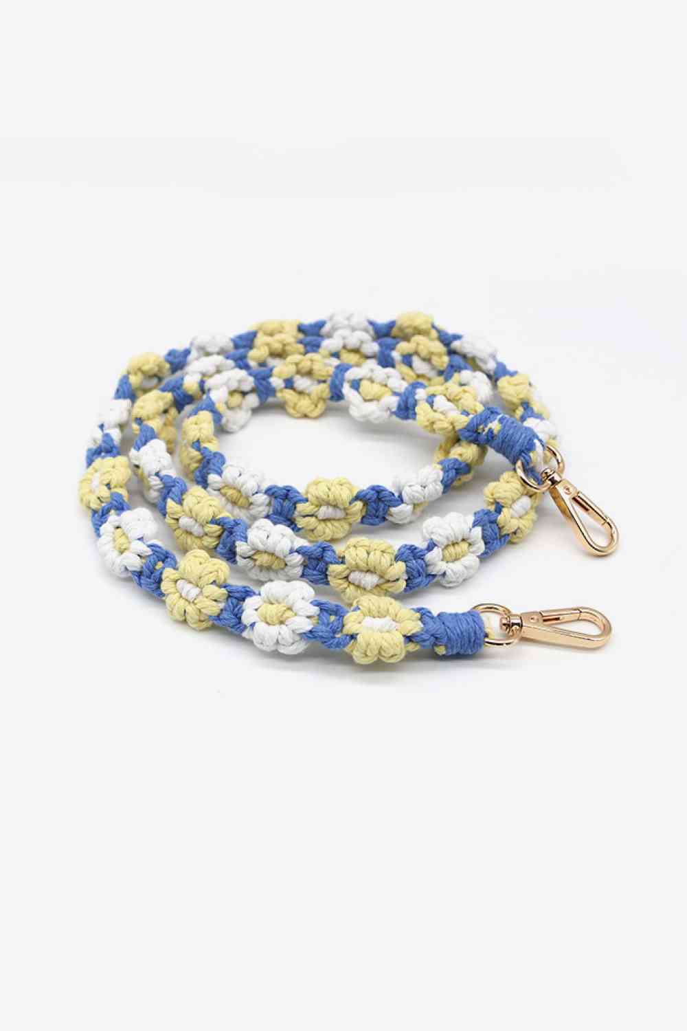 Macrame Flower Lanyard Yellow/Blue One Size