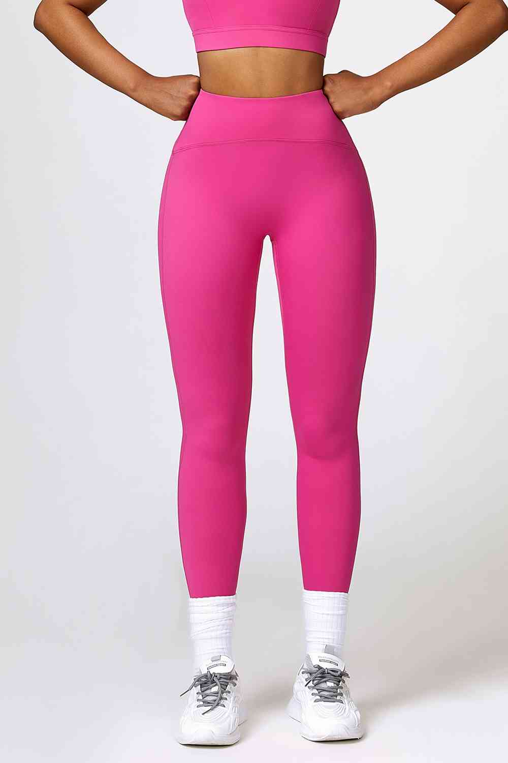 Breathable Wide Waistband Active Leggings Hot Pink