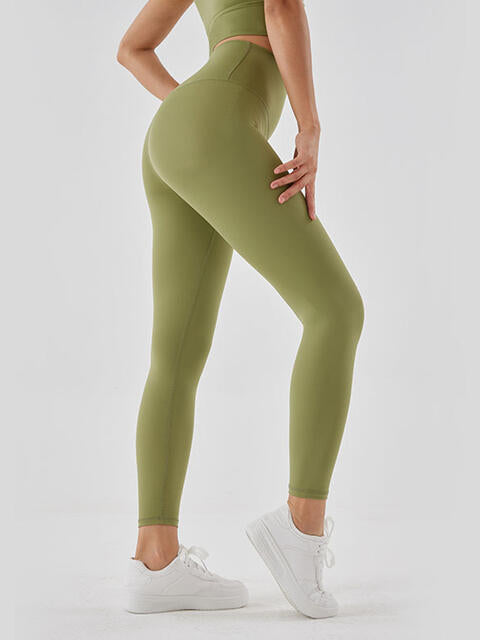 Wide Waistband Sports Leggings Matcha Green