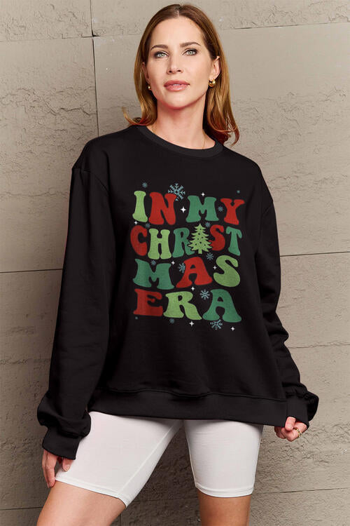 Simply Love Full Size IN MY CHRISTMAS ERA Long Sleeve Sweatshirt Black