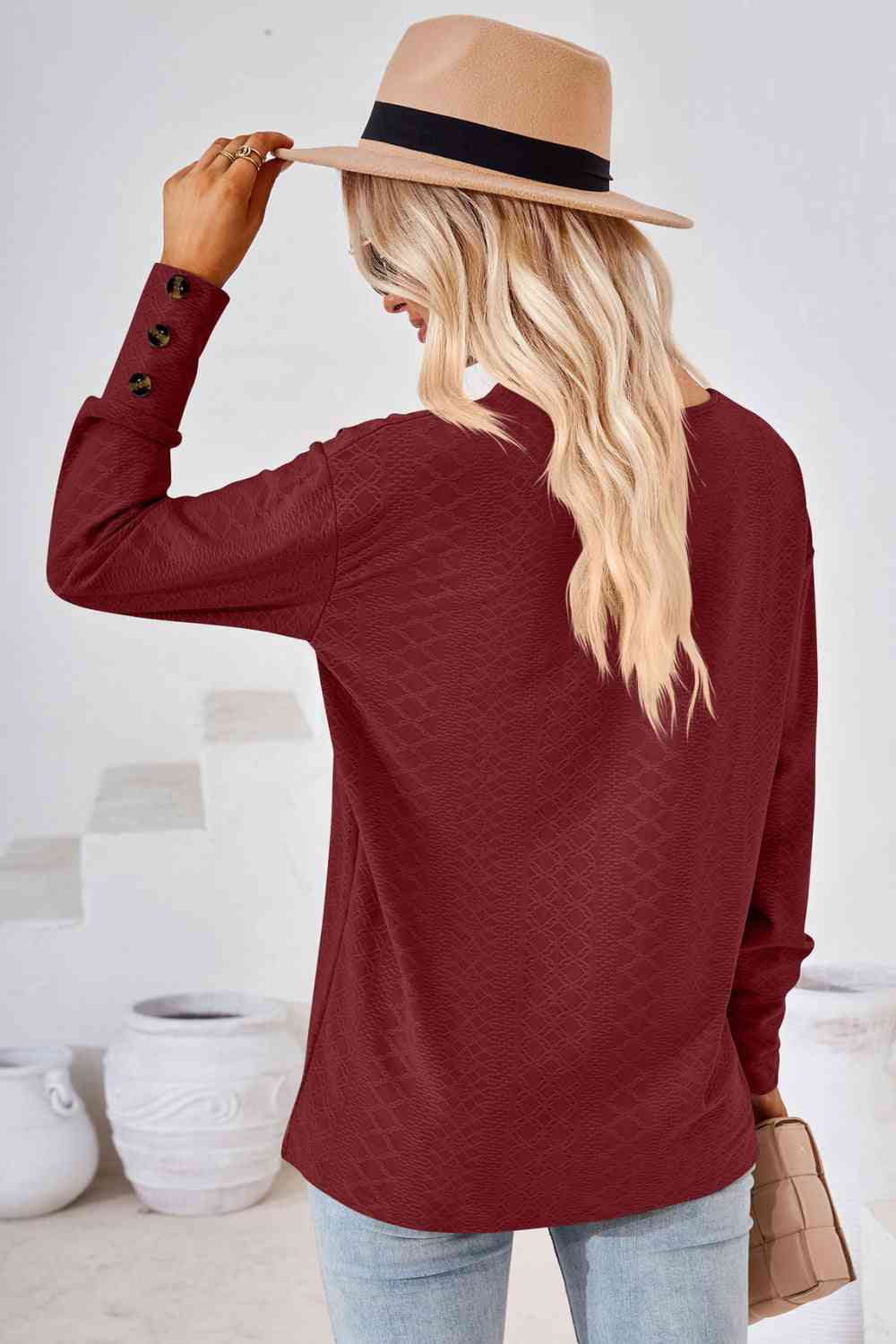 V-Neck Long Sleeve Blouse