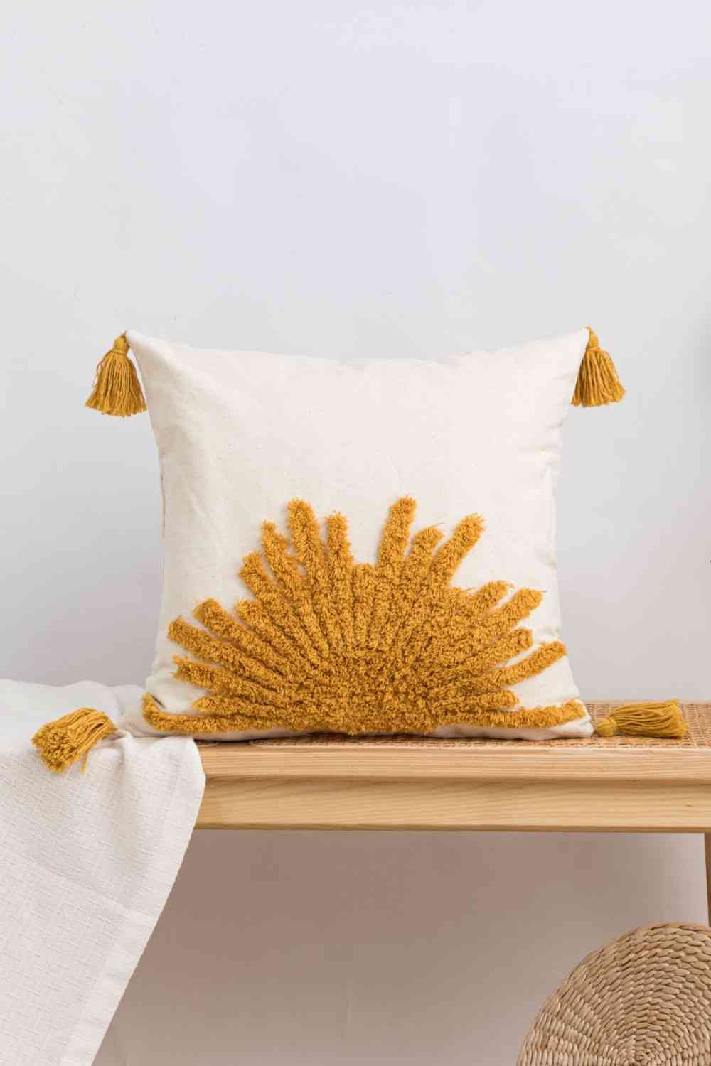 Sun Graphic Tassel Decorative Throw Pillow Case