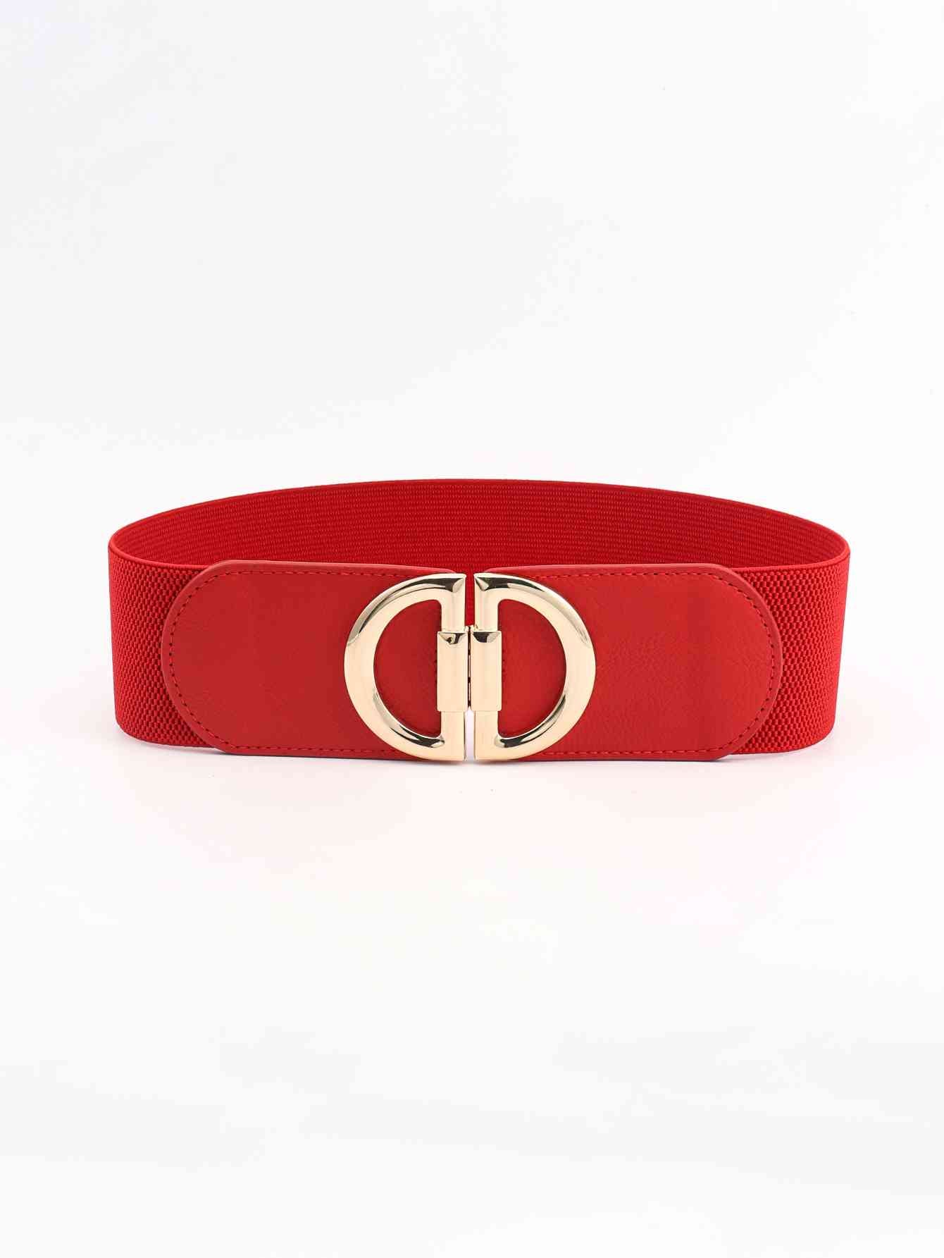 D Buckle Elastic Belt Red One Size