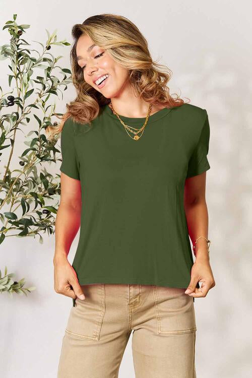 Basic Bae Full Size Round Neck Short Sleeve T-Shirt Moss